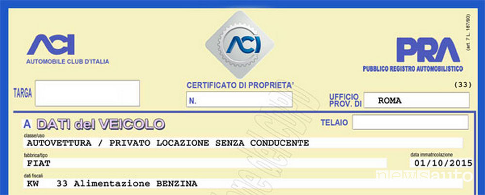 Certificato di proprietà auto