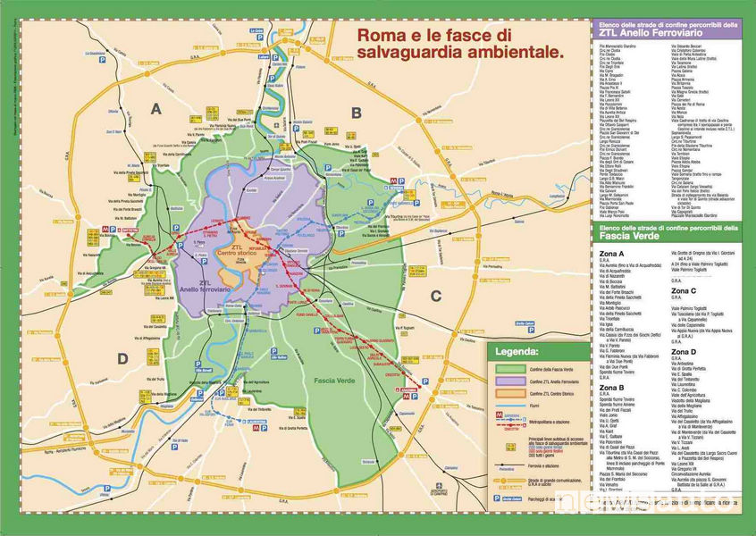 mappa della Fascia Verde a Roma