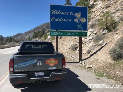 Cartello arrivo in California Honda Ridgeline