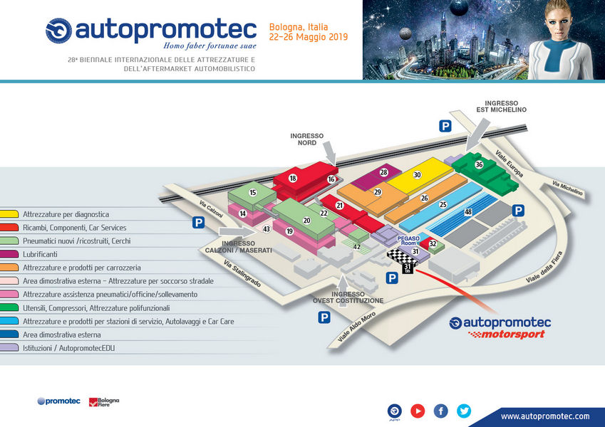 Planimetria Padiglioni Autopromotec 2019