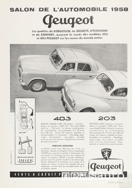 Manifesto pubblicitario Peugeot 403 