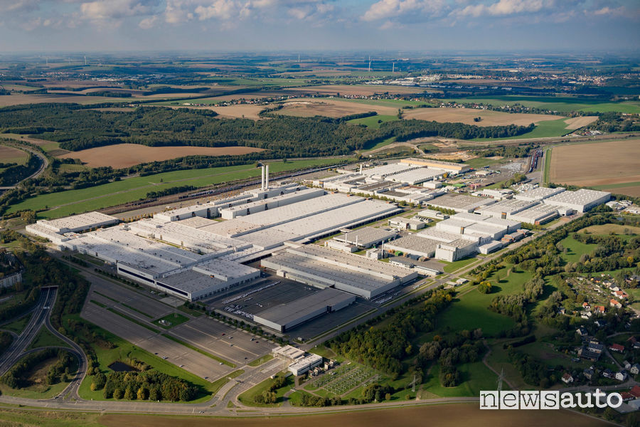 Vista aerea della fabbrica Volkswagen di Zwickau