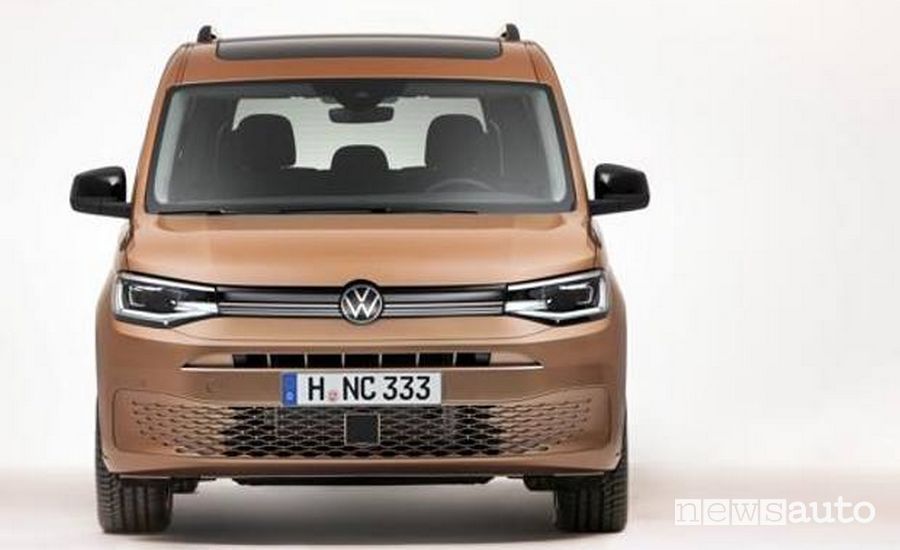 Il frontale del Volkswagen Caddy 2020, quello nuovo