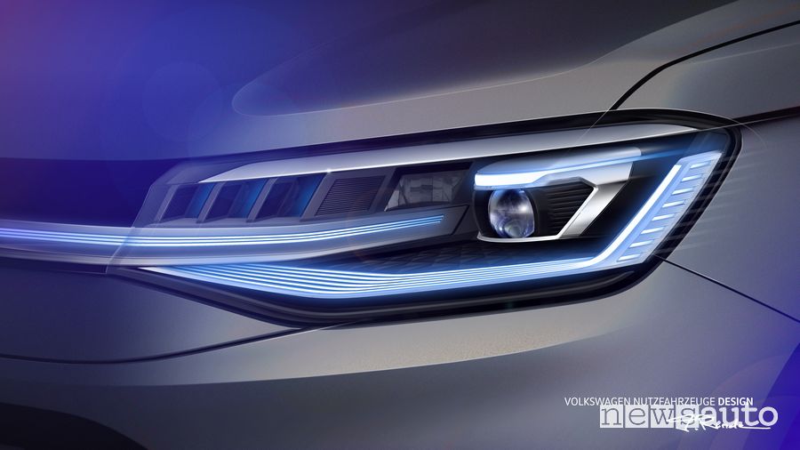  fari a led sul frontale del nuovo Volkswagen Caddy