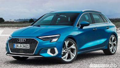 Vista di profilo Audi A3 Sportback 2020