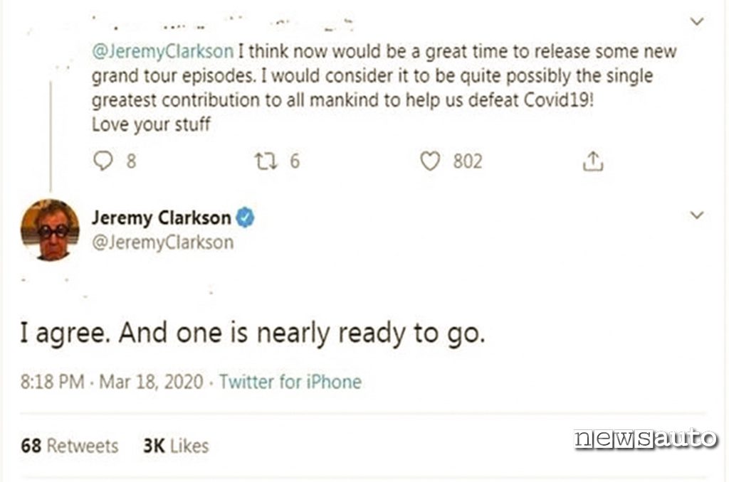 The Grand Tour presentatore Jeremy Clarkson annuncia quarta stagione su Twitter