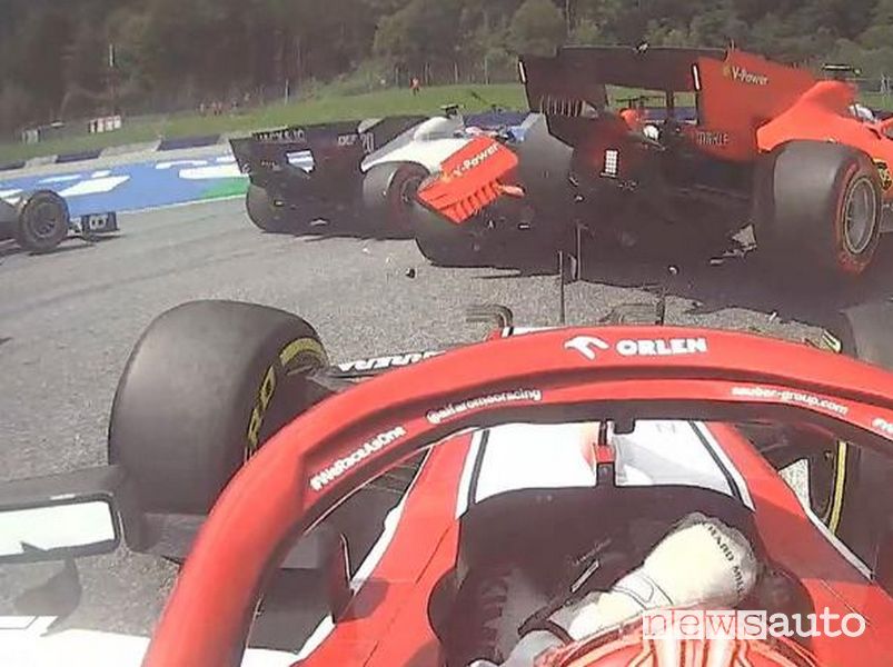 Incidente Ferrari Vettel-Leclerc al Gp di Stiria 2020