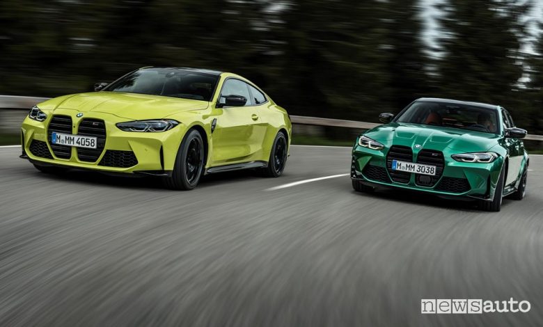 Vista anteriore BMW M3 e BMW M4 Competition