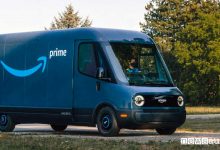 Amazon Van by Rivian on the road