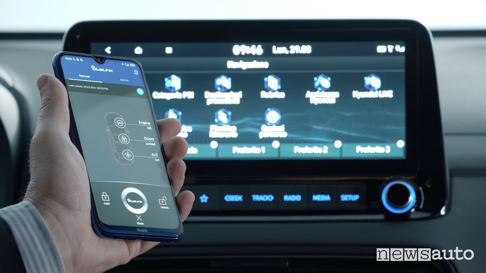 Infotainment app BlueLink nuova Hyundai Kona