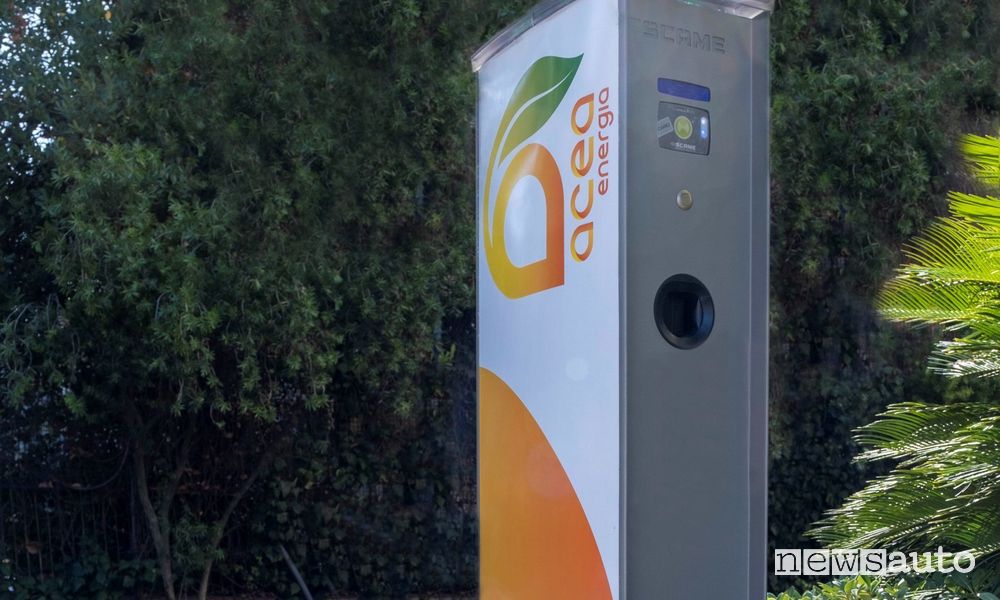 Colonnine Acea, ricarica auto elettriche e ibride plug-in tramite App