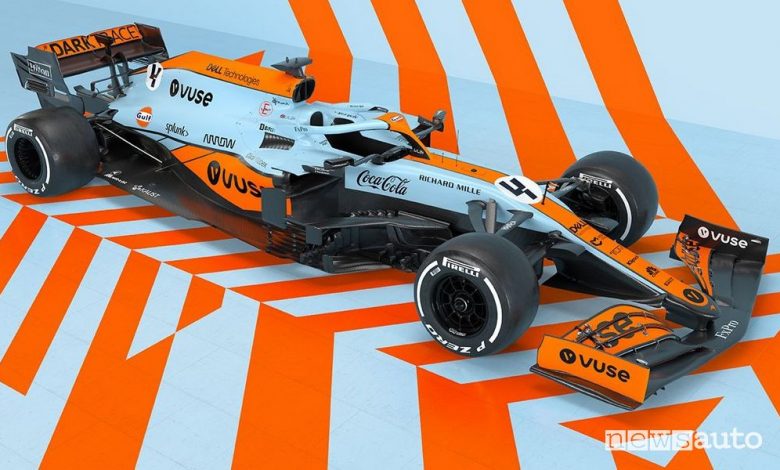 McLaren MCL35M F1 con la livrea Gulf Oil