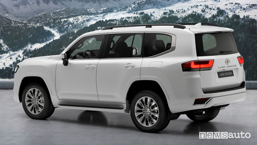 Vista posteriore nuovo Toyota Land Cruiser 300