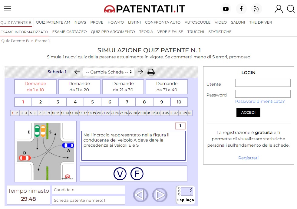 Quiz patente B on line di Patentati