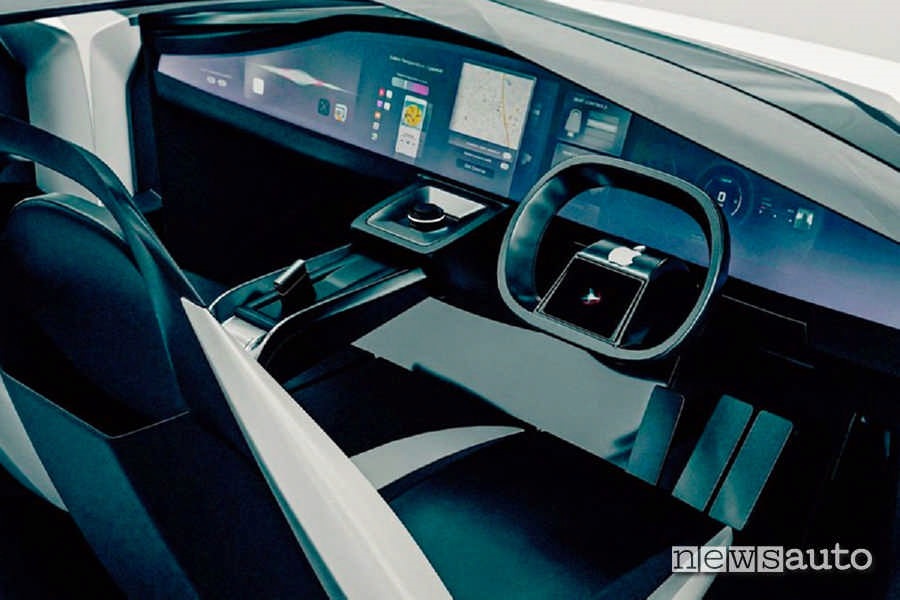 Plancia strumenti futuristica della possibile futura Apple Car