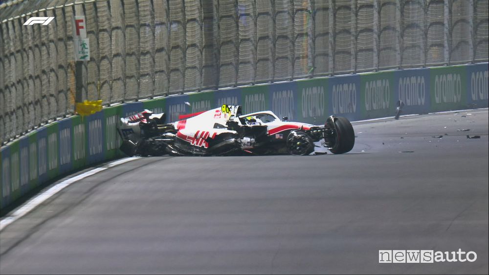 Qualifiche F1 Gp Arabia Saudita 2022 incidente Mick Schumacher