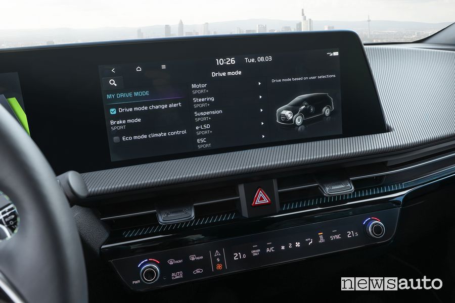 Info modalità di guida display Kia EV6 GT