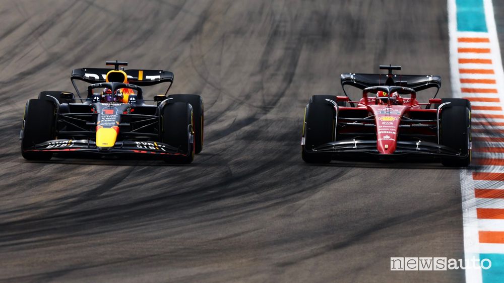 F1 Gp Miami 2022 sorpasso Red Bull sulla Ferrari