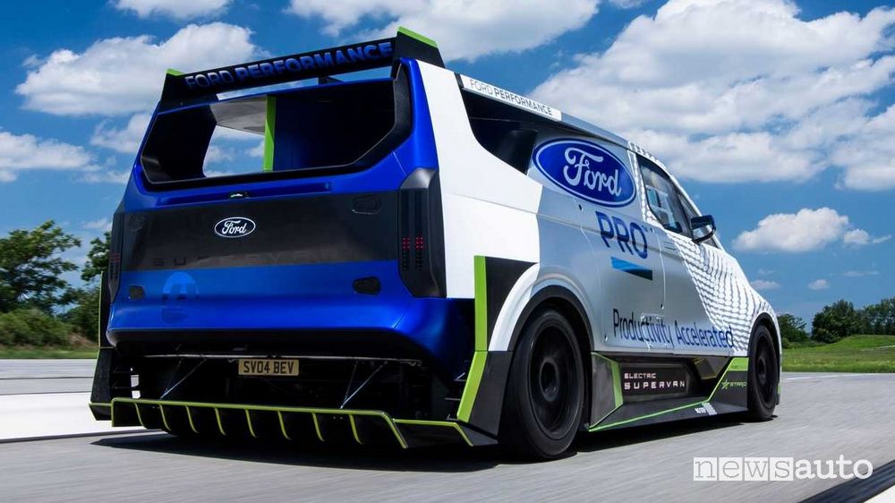 Rear view Ford Transit SuperVan on the track