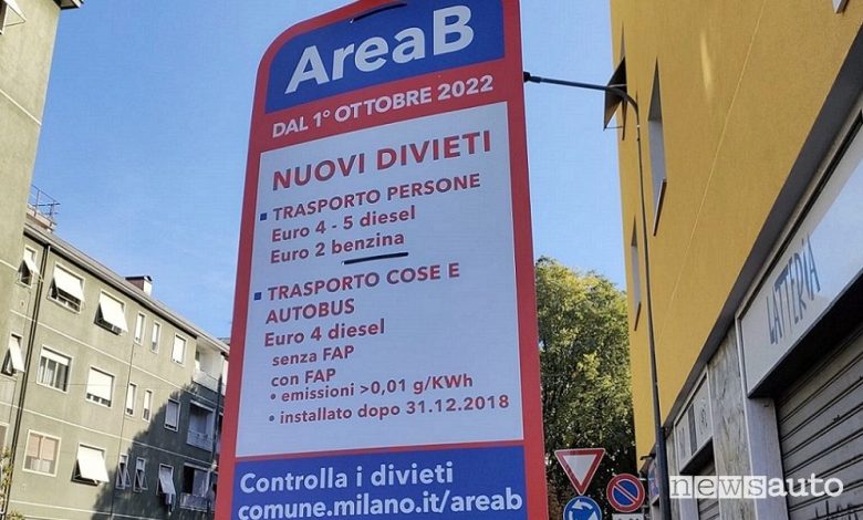 Deroghe Area B di Milano auto diesel Euro 5