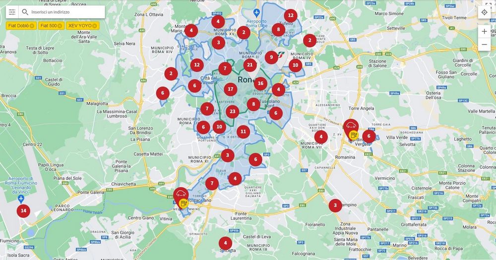 Mappa, area copertura Enjoy a Roma
