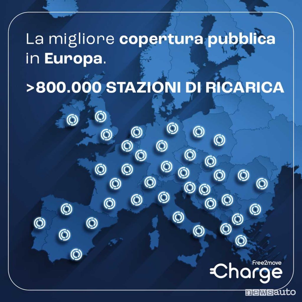 Mappa colonnine di ricarica Free2Move Charge 