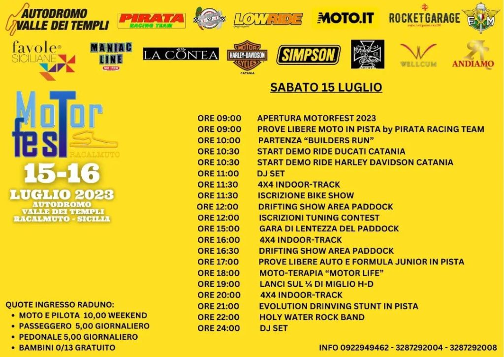 Programma Motorfest Racalmuto 2023