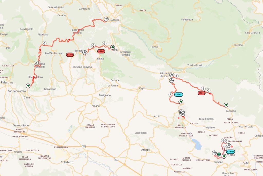 Mappa percorso Rally di Roma Capitale 2023