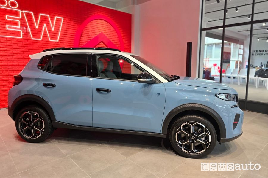 Nuova Citroen e-C3 anteriore 3/4