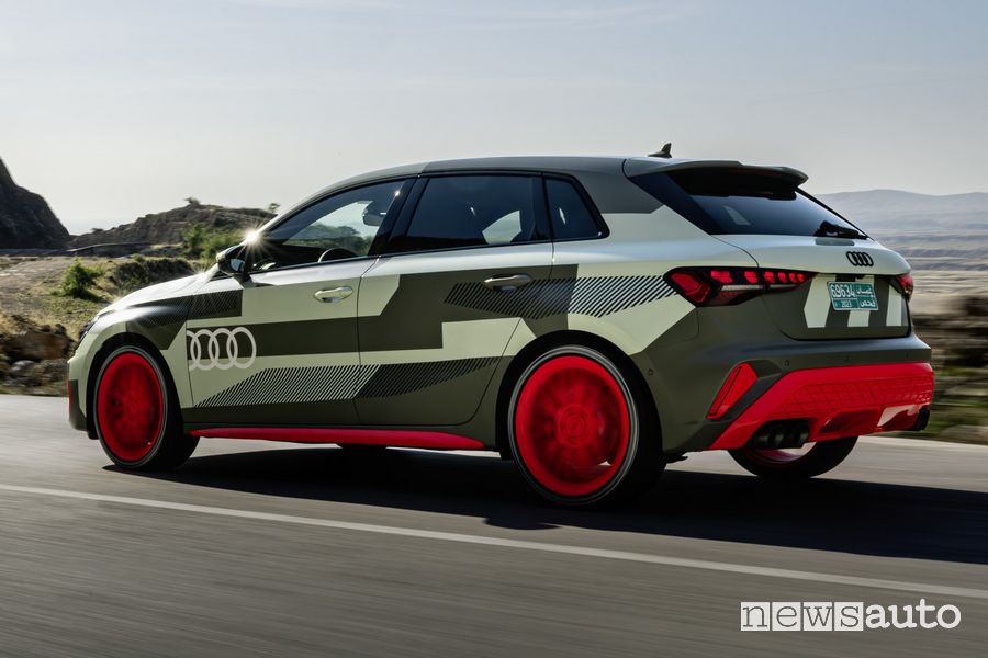 Audi S3 Sportback camouflage on the road