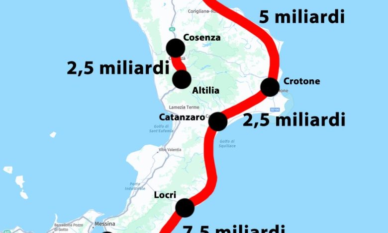 Mappa Calabria autostrade in costruzione 