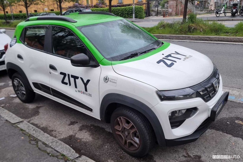 Dacia Spring of Zity car sharing in Milan