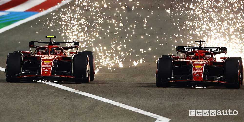 F1 2024 Bahrain GP overtaking between Ferrari, Sainz on Leclerc