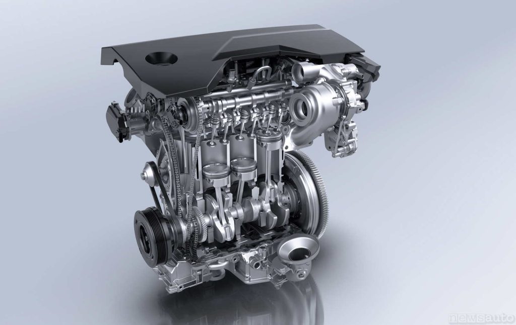 Il motore Puretech 2024, 1200 3 cilindri rinnovato con la catena di distribuzione ed il turbo a geometria variabile. 
