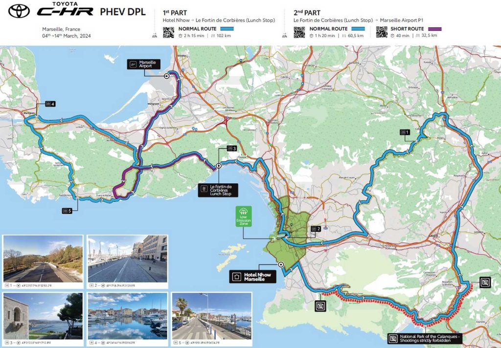 Mappa del test drive in occasione della prova con il C-HR plg-in a Marsiglia
