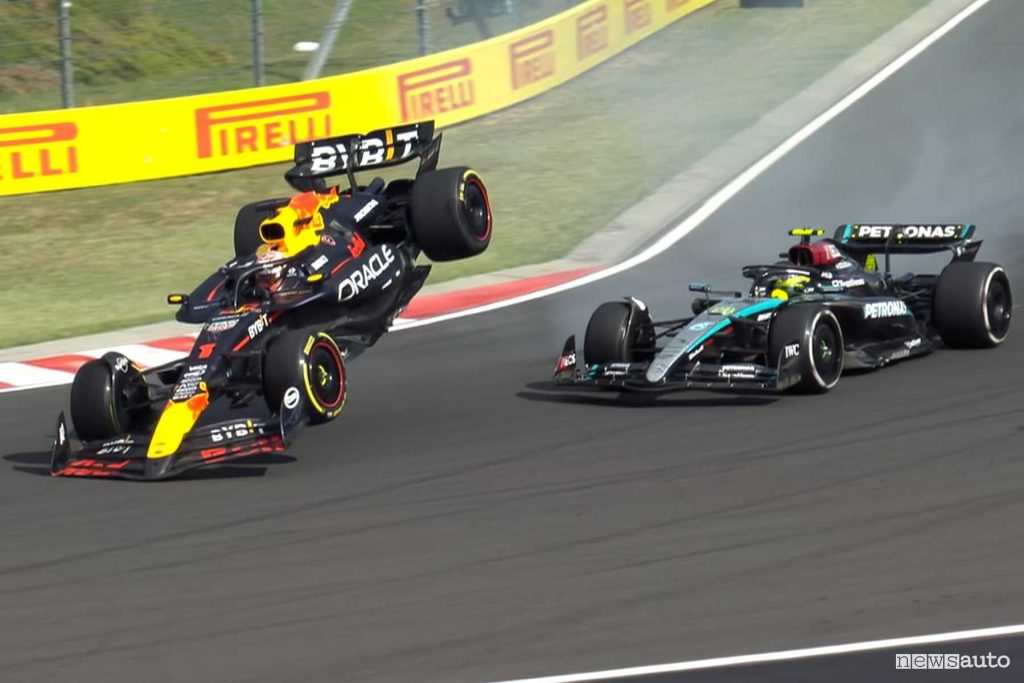 Contatto fra Verstappen e Hamilton incidente Gp d'Ungheria F1 2024