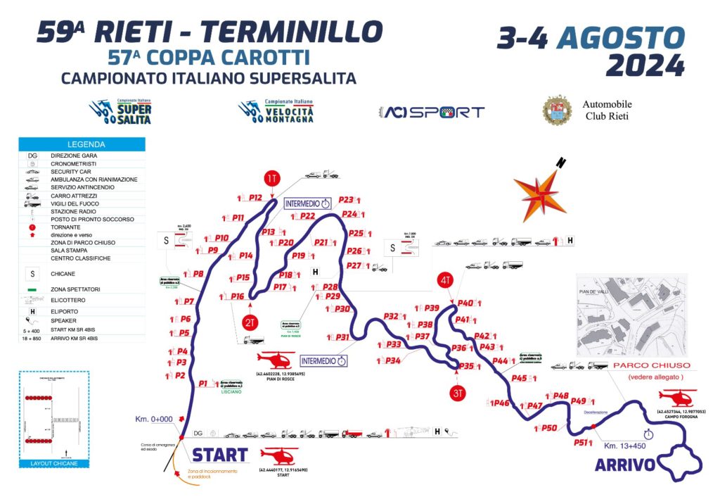 Percorso gara automobilistica Coppa Carotti, Rieti Terminillo 2024