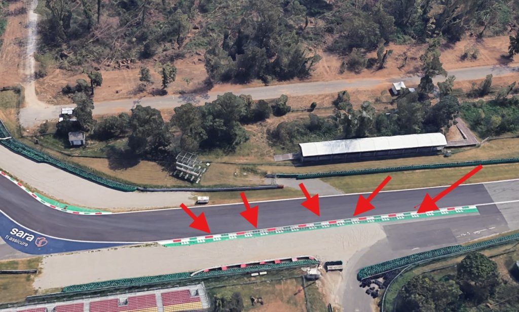 Ascari curve Monza circuit with marked external kerb