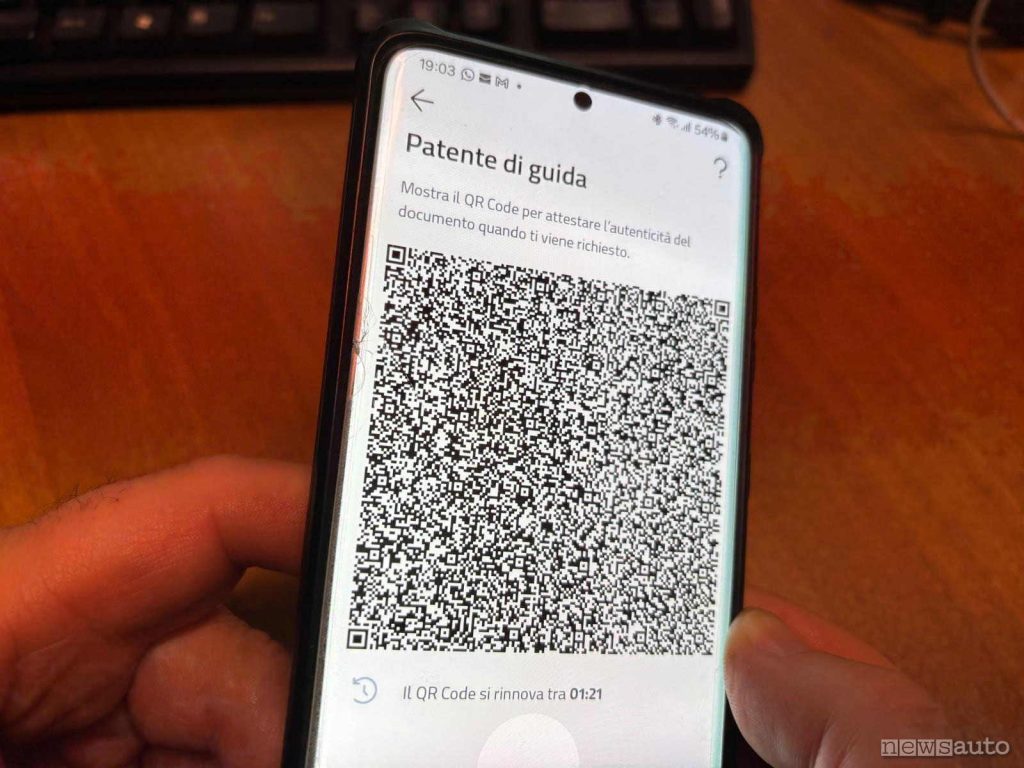 QR code che permette alle Forze dell'Ordine di verificare l'autenticità della patente digitale 