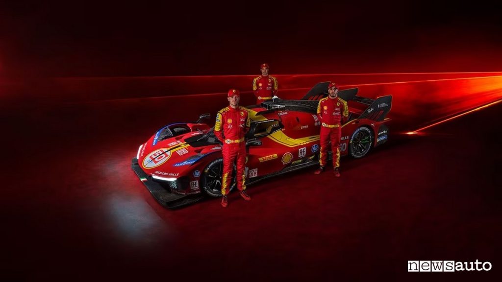 Ferrari 499P WEC 2025 equipaggio formato da Antonio Fuoco, Miguel Molina e Nicklas Nielsen