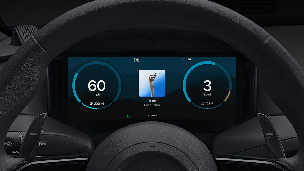 CarPlay Ultra nel cruscotto della Aston Martin con visualizzazione personalizzata
