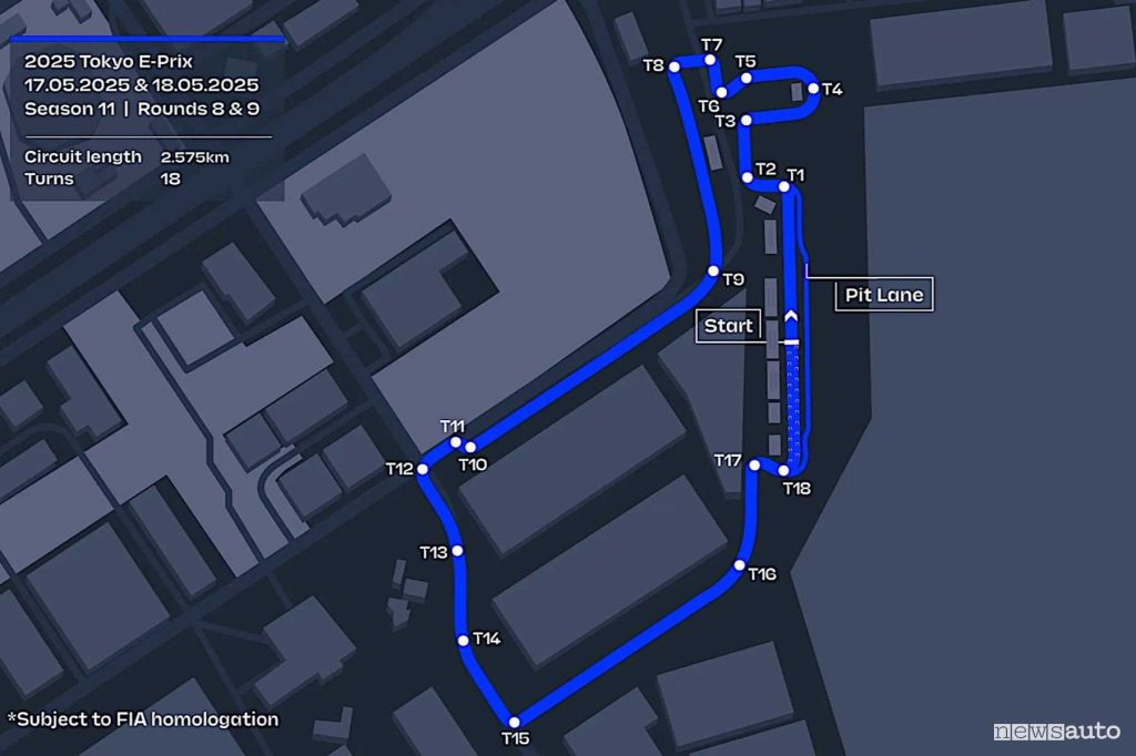 mappa del circuito cittadino del Tokyo Big Sight