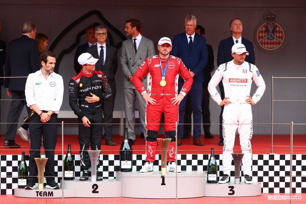 Podio della gara 1 dell’E-Prix di Monaco 2025