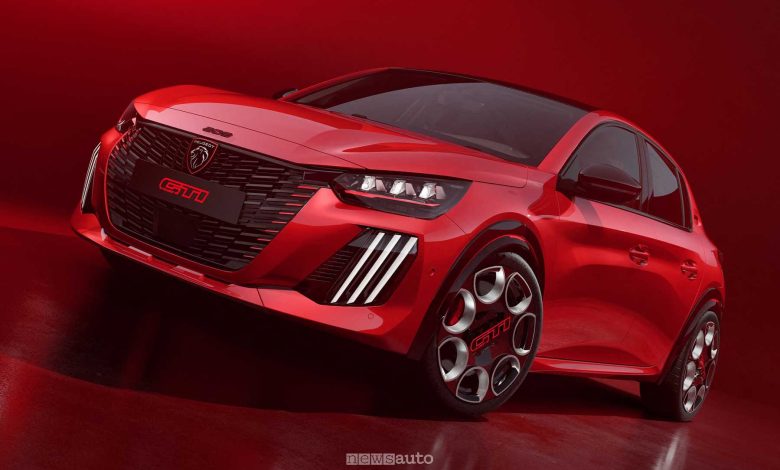 Peugeot E-208 GTi anteriore 3/4