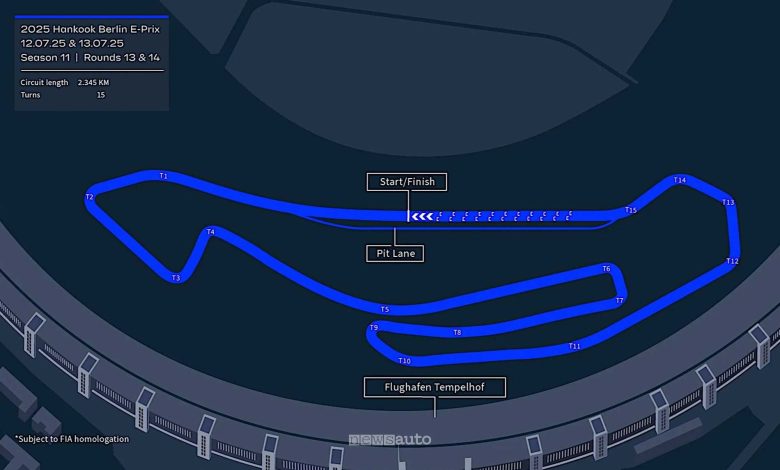 Layout del circuito di Tempelhof nella città di Berlino dove corre la Formula E