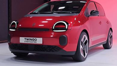 Renault Twingo E-Tech Electric rossa anteriore 3/4